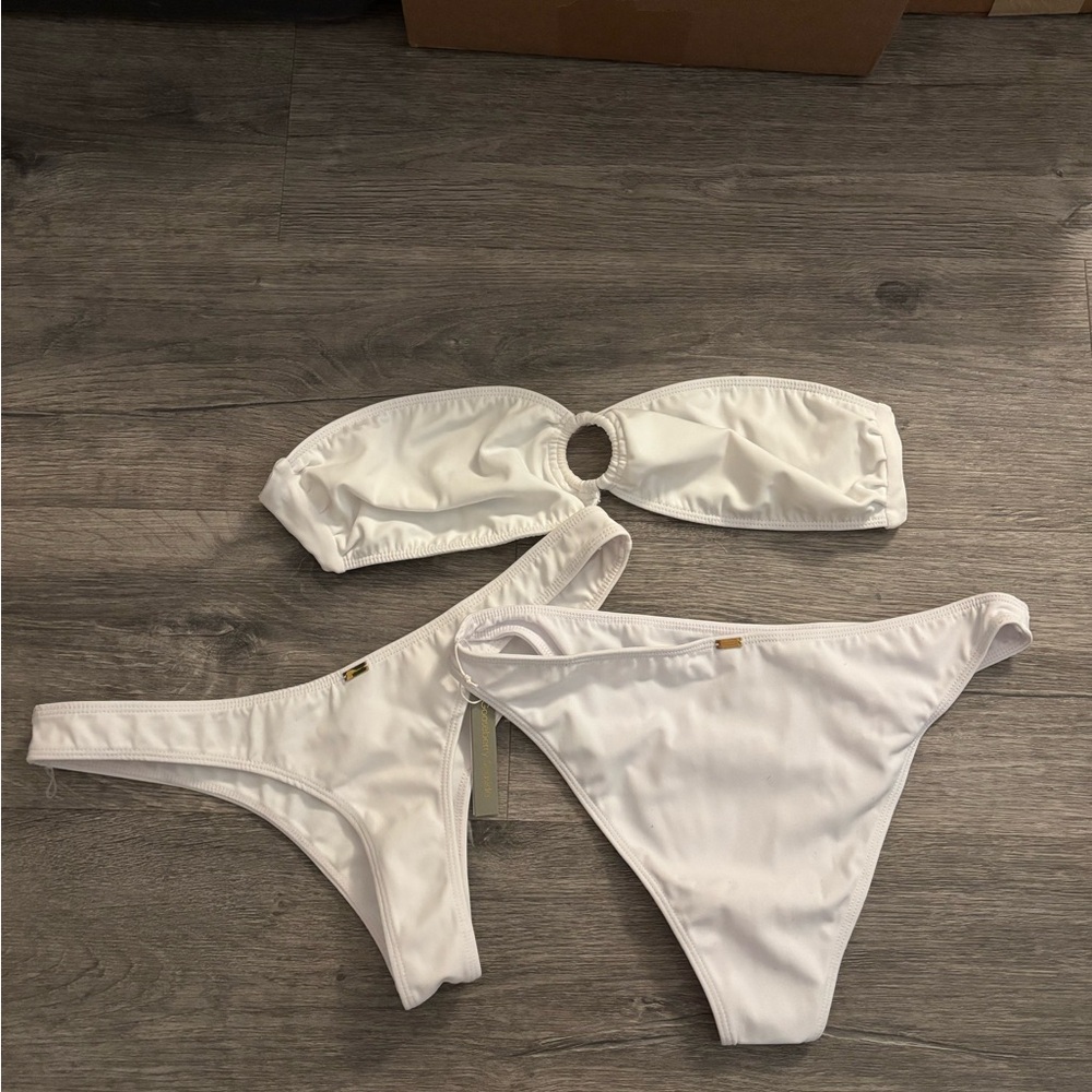 Gooseberry White Bandeau Ring Bikini Set
